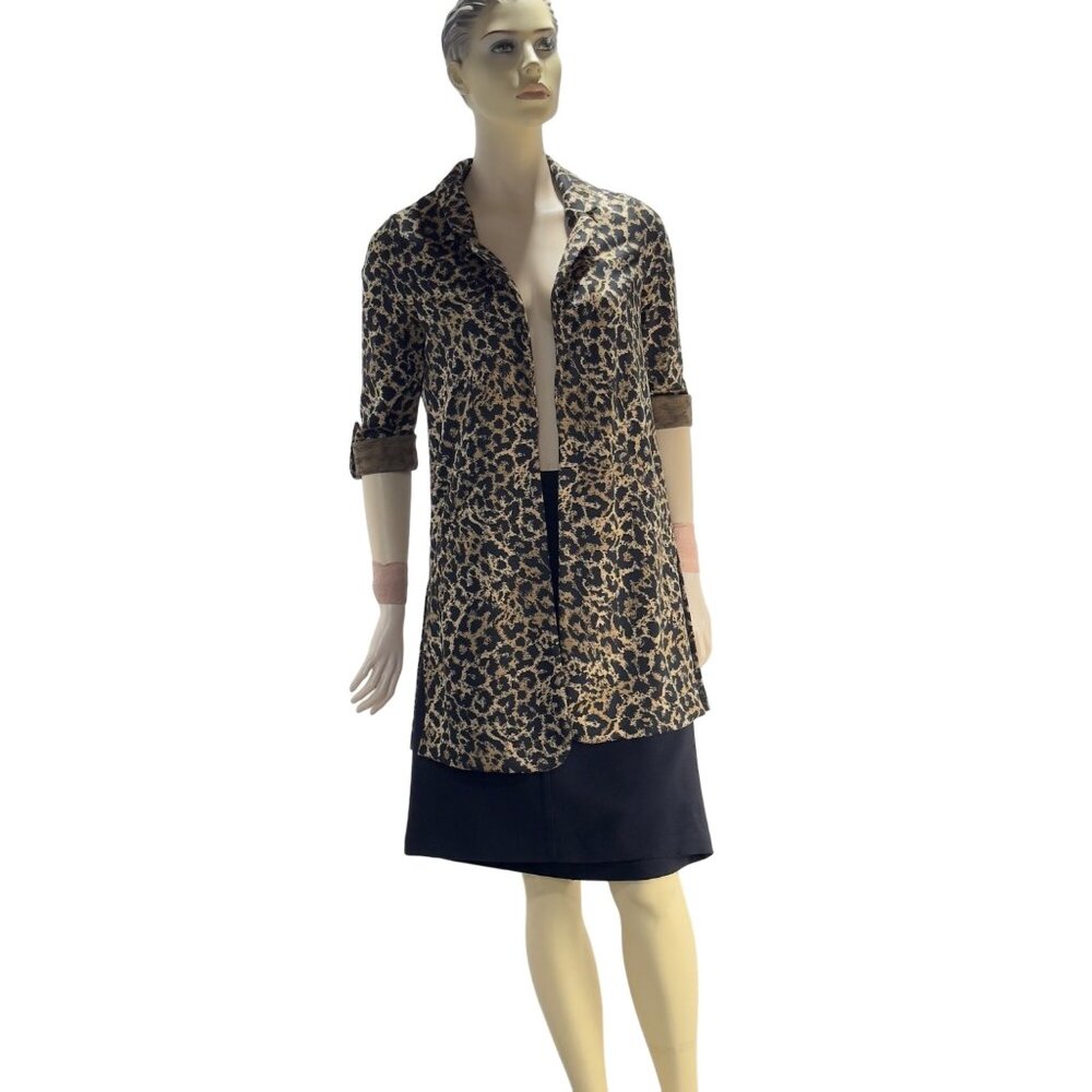 ADYSON PARKER Women's Open Front Cardigan Cheetah Print cuff sleeves Size S - Picture 2 of 14